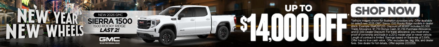 New 2026 GMC Sierra 1500 Rocky Ridge	"Last 2! Up To $14,000 Off!*"