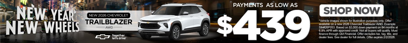 New 2026 Chevrolet Trailblazer AWD	Payments As Low As $439*