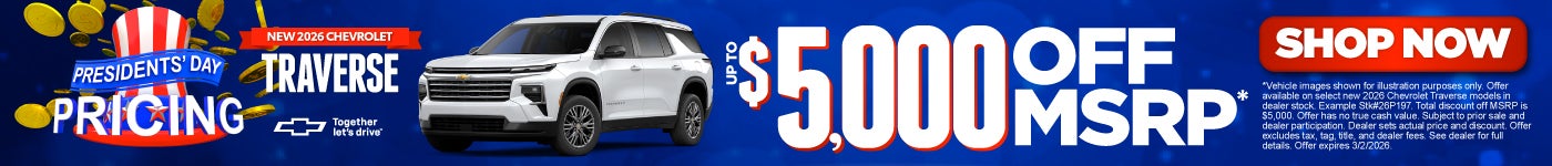 Select New 2026 Chevrolet Traverse