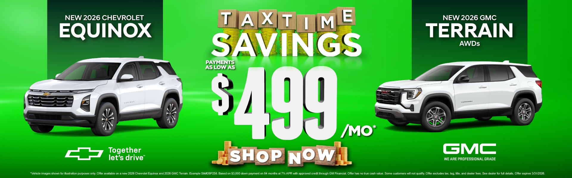 New 2026 Chevrolet Equinox and GMC Terrain AWDs	Payments As 