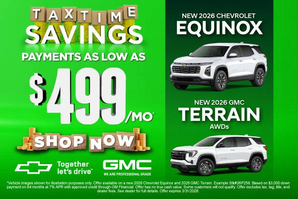 New 2026 Chevrolet Equinox and GMC Terrain AWDs	Payments As 
