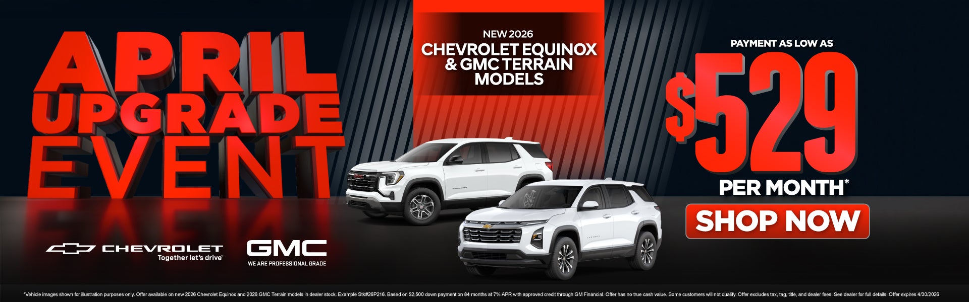 New 2026 Chevrolet Equinox and GMC Terrain Models	Payments A