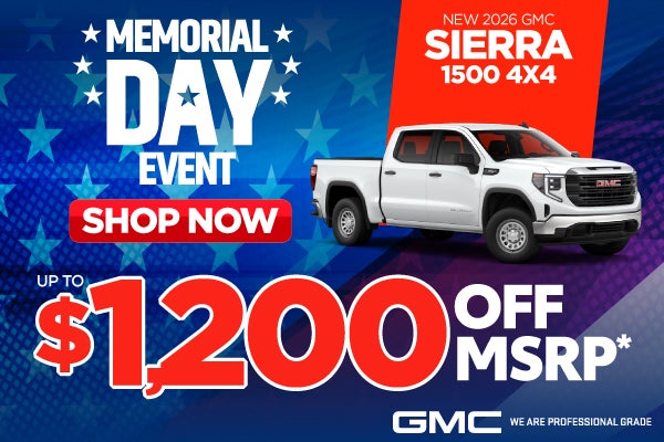 New 2026 GMC Sierra 1500 4x4	Up To $12,000 Off MSRP*