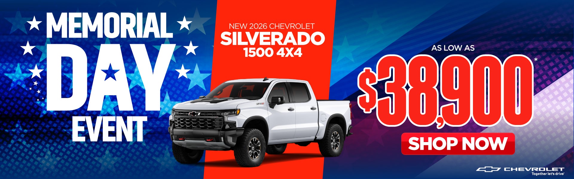 New 2026 Chevrolet Silverado 1500 4x4	As Low As $38,900*