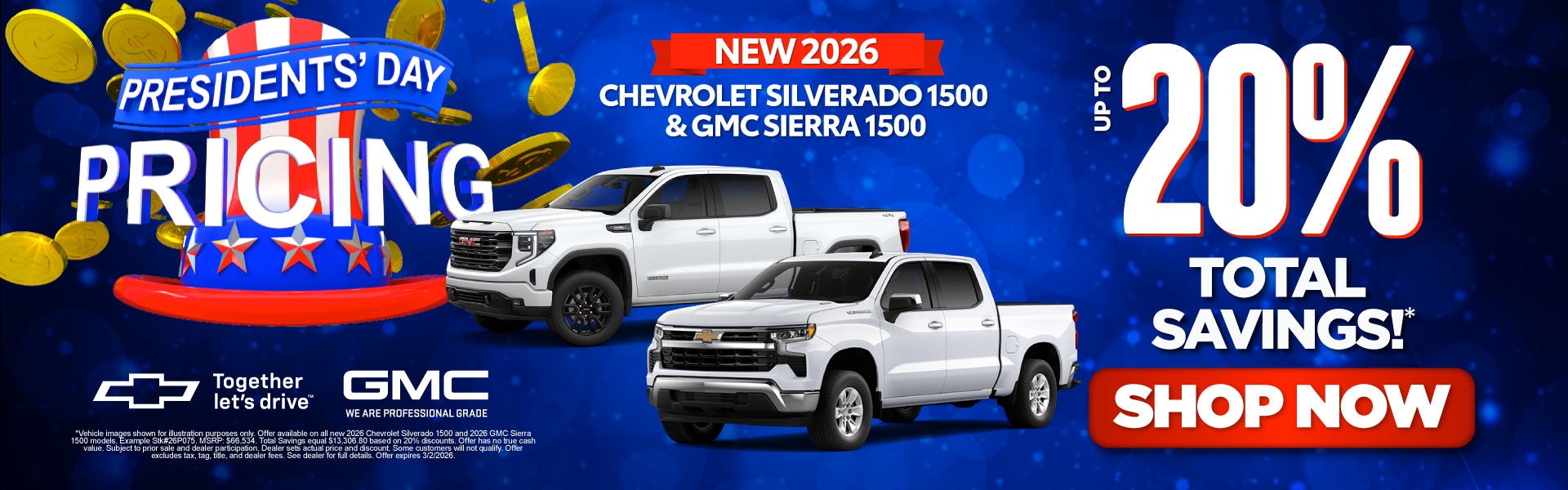 New 2026 Chevrolet Silverado 1500 and GMC Sierra 1500	"Up To