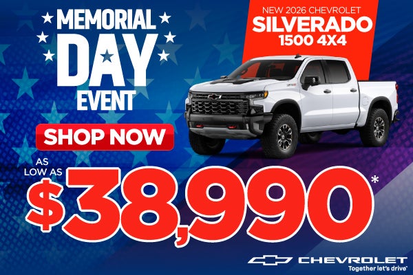 New 2026 Chevrolet Silverado 1500 4x4	As Low As $38,900*