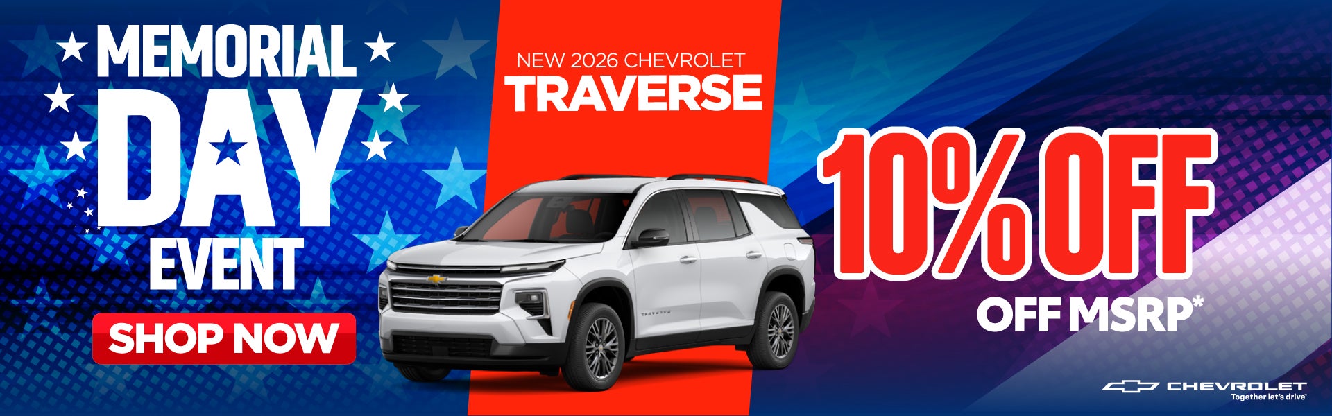 New 2026 Chevrolet Traverse	10% Off MSRP*