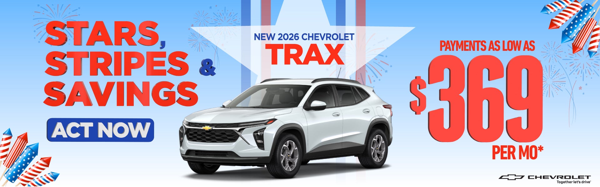 New 2026 Chevrolet Trax	Payments As Low As $369/Month*